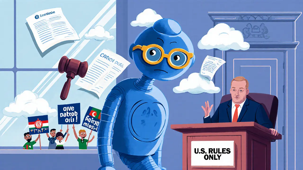 Coinbase robot in court under SEC judge, tiny users from blocked countries pleading outside with signs