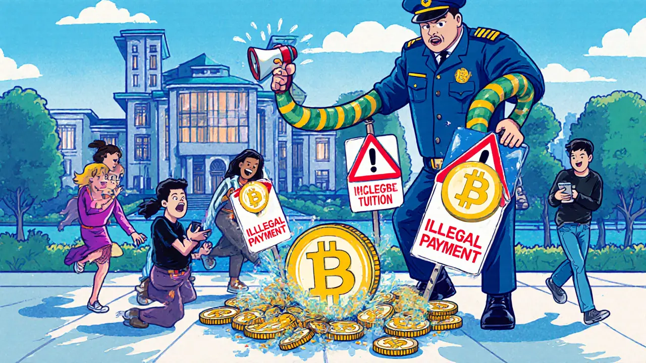 Students try to pay tuition with Bitcoin, but it turns into warning signs as bank officials crush the coins.