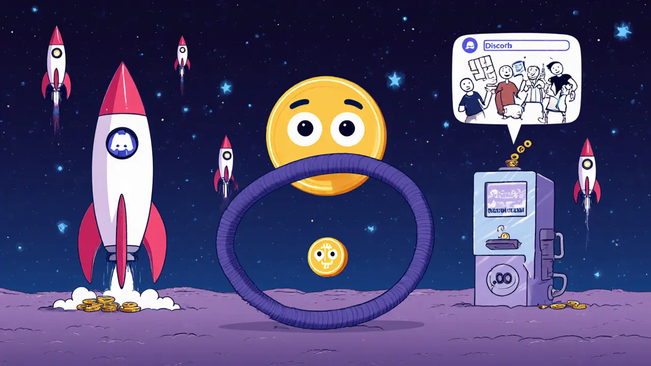 A lonely SOV token floating in a digital void while $SHIB rockets launch into space nearby.