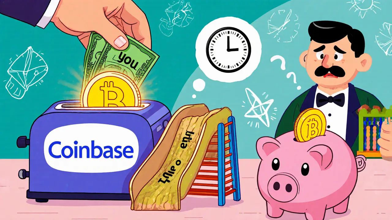 A whimsical &#039;stablecoin sandwich&#039; animation showing dollars turning into USDC and flowing to Mexico as a banker struggles with an abacus.