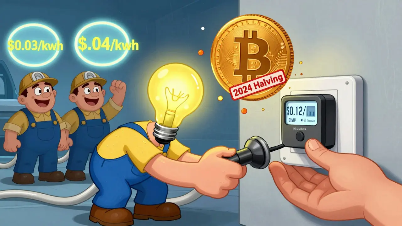 A miner struggles with a high electricity bill while others enjoy cheap power in Iceland and Texas.