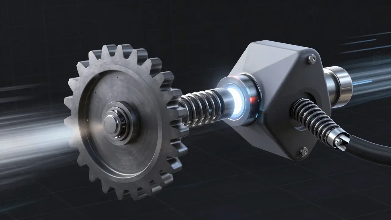 Hybrid mechanical gears merging into a streamlined machine.