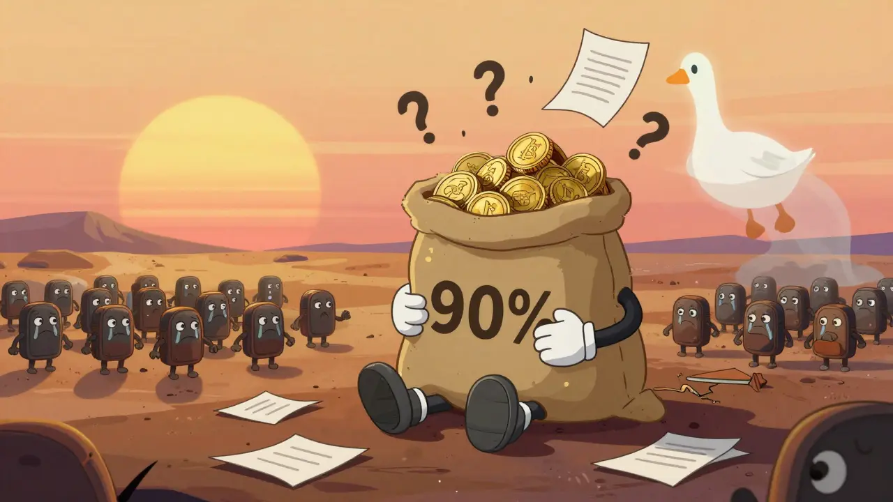 One large wallet hoards most DARAM coins while tiny wallets reach out in a barren blockchain world.