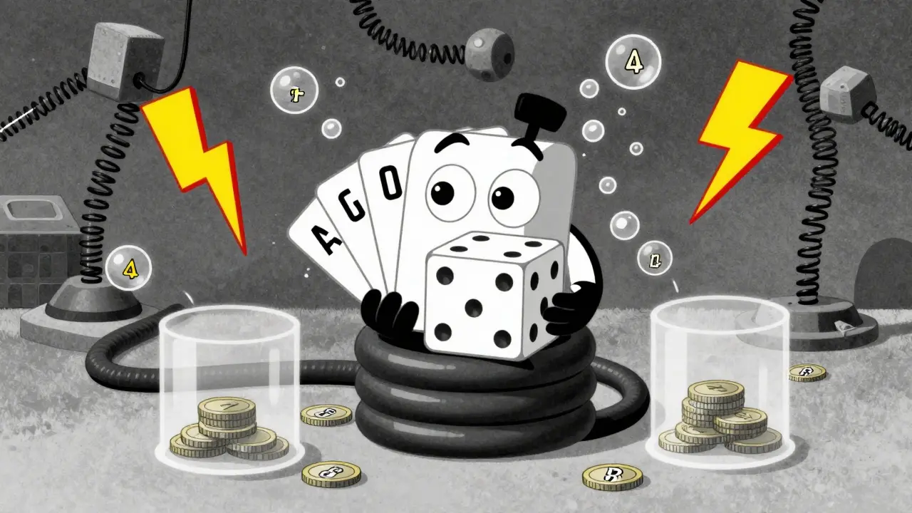Rubber hose animation showing rare penalty risk with dice