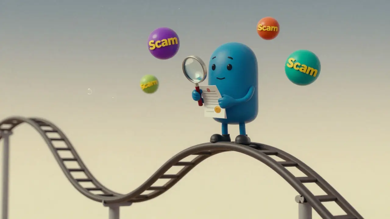 Cartoon token using a magnifying glass to verify official documents