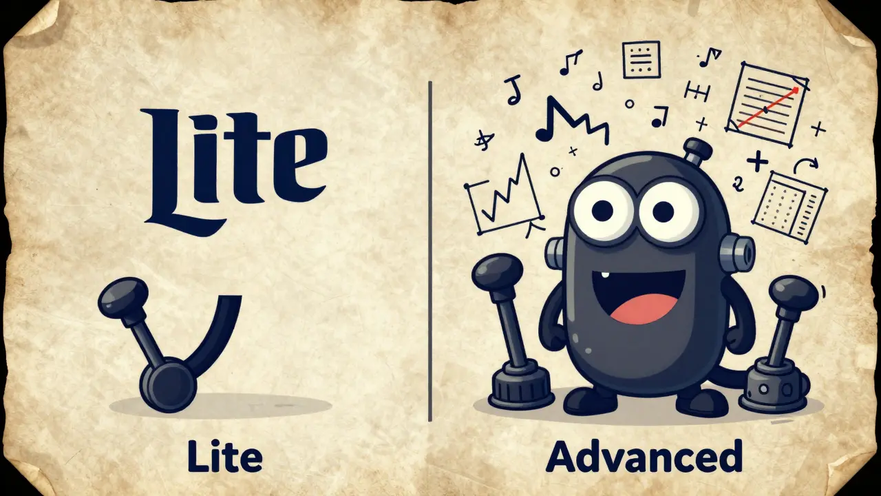 Comparison between a simple and a complex trading interface in rubber hose animation style