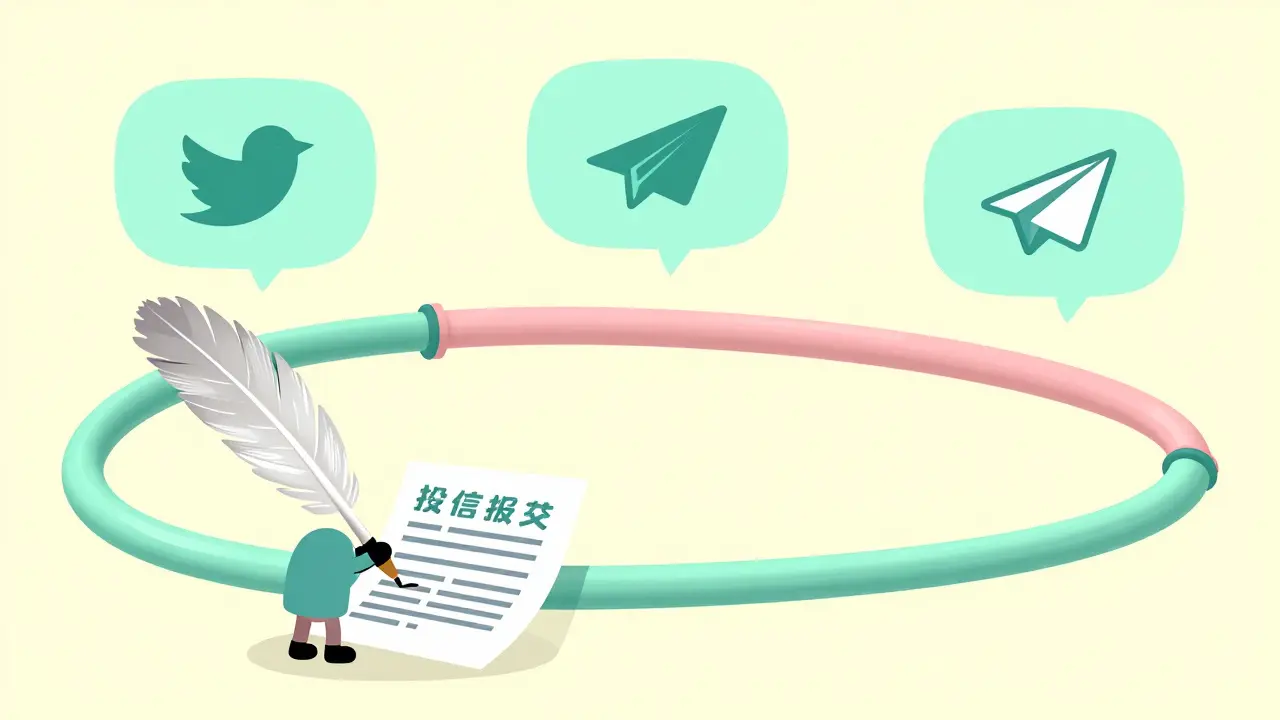 Illustration of social media tasks and wallet signup for a crypto event.