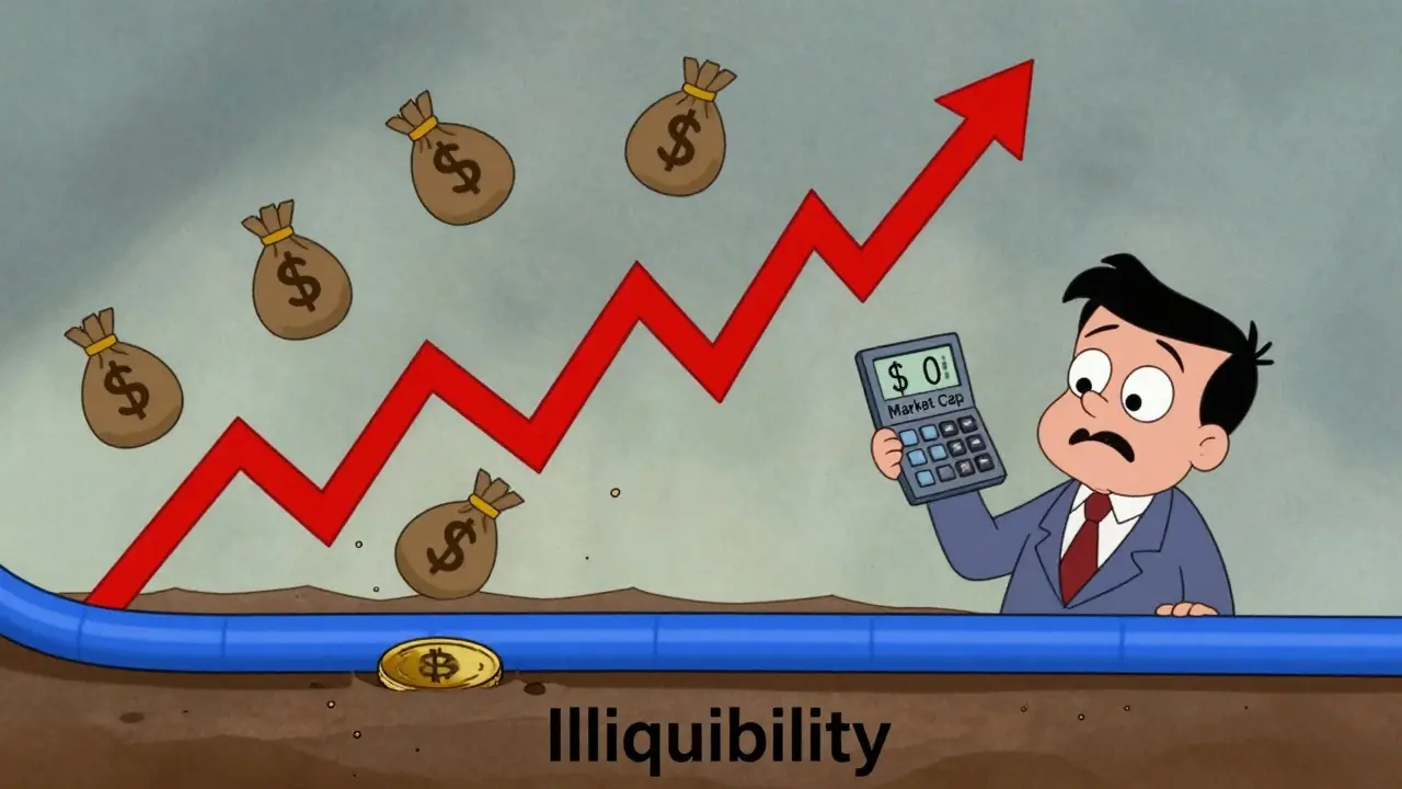 Chaotic chart showing teleBTC price spiking into a pit, rubber hose animation style
