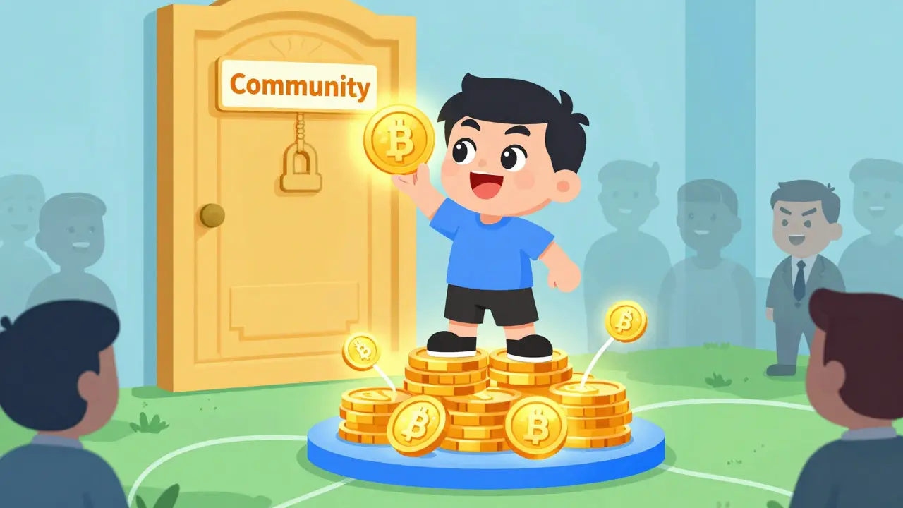 Creator holding a golden token key unlocking community access