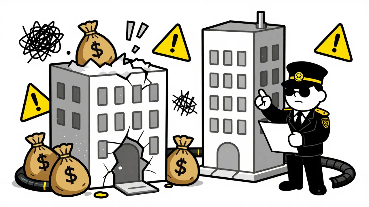 Anthropomorphic exchange buildings under inspection