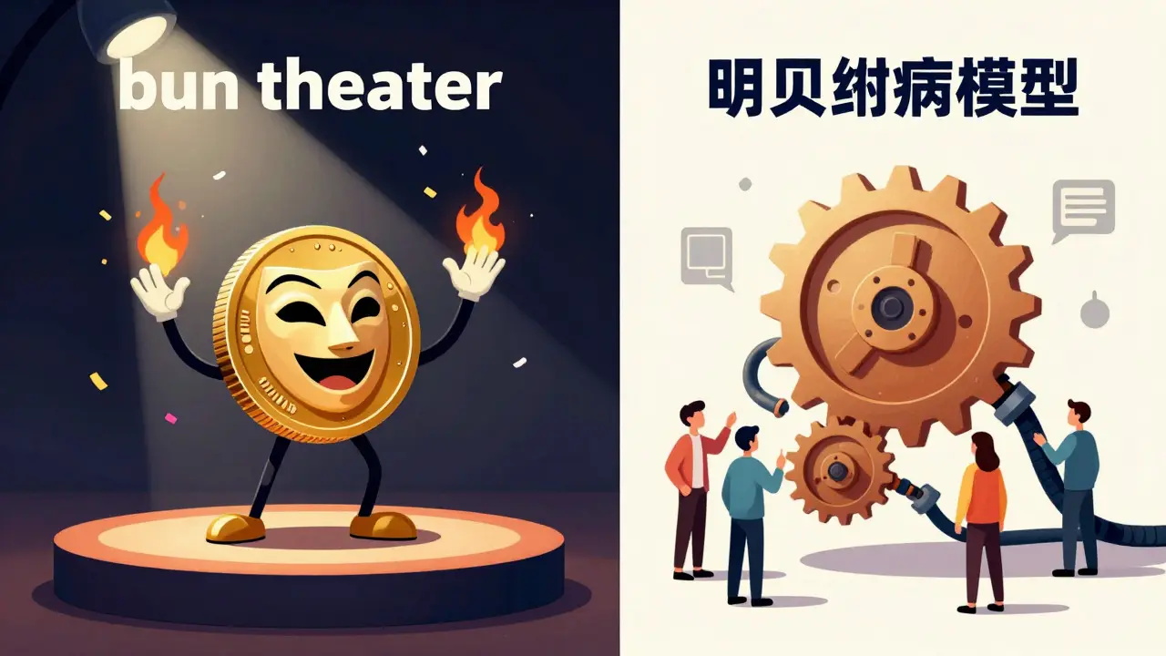 Split illustration contrasting fake burn theater with real network utility mechanics