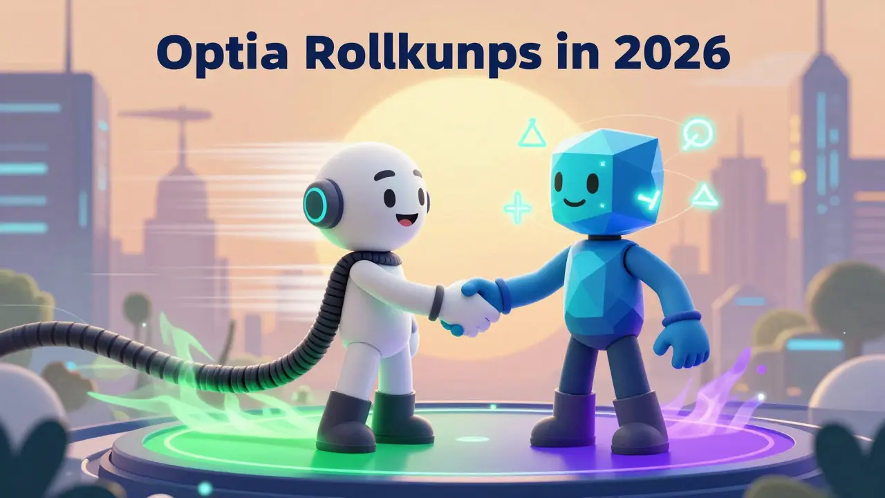 Two cartoon characters shaking hands over a glowing platform, symbolizing the future of hybrid blockchain scaling.