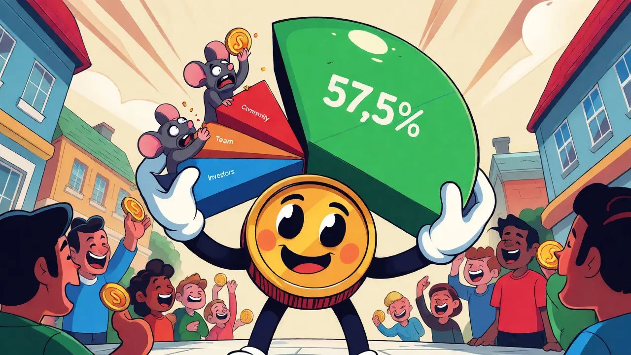 Animated illustration of a large community slice of a pie chart surrounded by cheering users.
