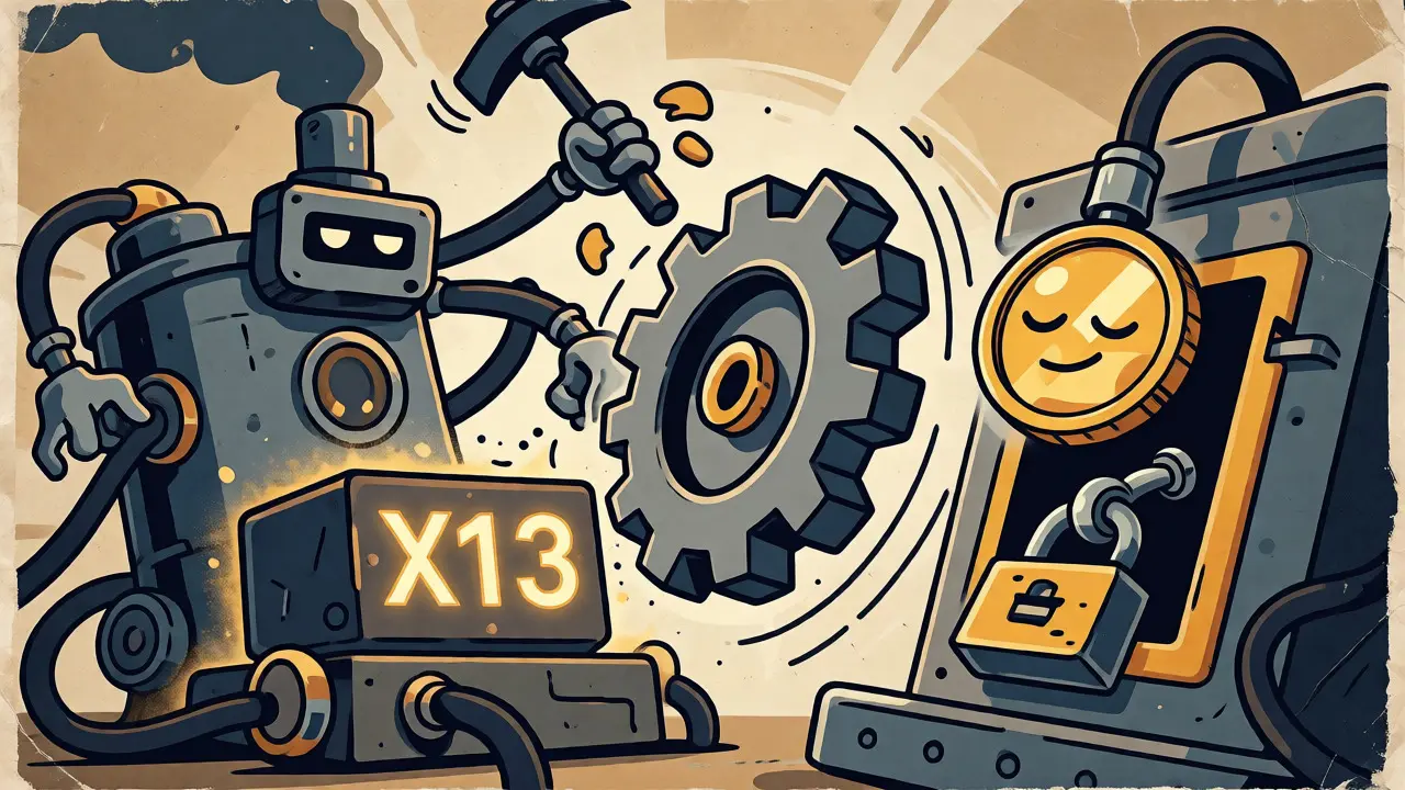 Cartoon depiction of OpalCoin's hybrid PoW and PoS mechanics