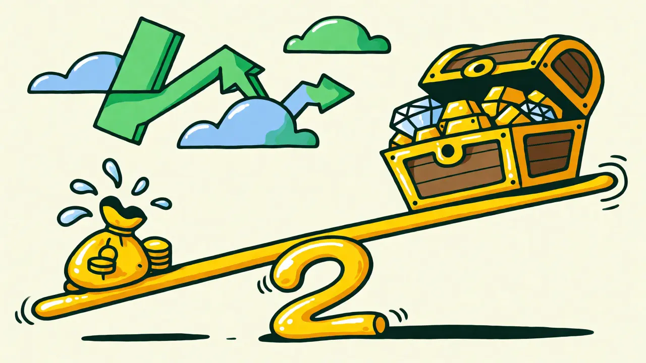 Seesaw balancing small risk against large reward